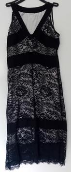 jurk,kant,maat 42/44,zwart/wit,lace,chic,kanten jurk,Kerst, Verzenden, Zwart, Maat 42/44 (L), Zo goed als nieuw