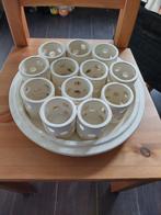 Leuke stenen schaal met 12 waxinelichthouders, Ophalen of Verzenden, Nieuw, Rond, Steen of Aardewerk