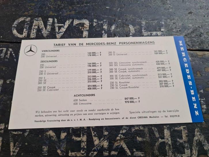 Mercedes prijslijst 1-1967 Belgisch o.a.230 S Universal, 600, Boeken, Auto's | Folders en Tijdschriften, Nieuw, Mercedes, Ophalen of Verzenden