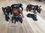 Houten Dierenbeeldjes Kenia - Olifanten, Nijlpaard, Neushoor, Tuin en Terras, Tuinbeelden, Ophalen of Verzenden, Hout
