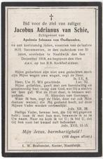 Jacobus A. van Schie  1887 Pijnacker + 1918 Naaldwijk, 31 jr, Verzenden