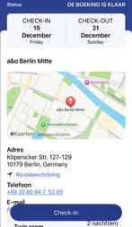 A&O hotel Berlin Mitte twee overnachtingen 19-21 december, Tickets en Kaartjes, Hotelbonnen, Twee personen, 1 overnachting
