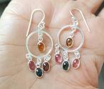 925 zilveren oorbellen met natuurlijke Toermalijn steen, Sieraden, Tassen en Uiterlijk, Oorbellen, O.T., Hangers, Nieuw, Ophalen of Verzenden