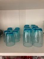 Lichtblauwe Glazen met Polka Dots - Set, Huis en Inrichting, Keuken | Servies, Ophalen, Glas of Glazen, Gebruikt, Glas