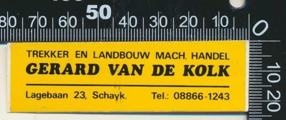 Sticker: Gerard van de Kolk Trekker en Landbouw Machines, Ophalen of Verzenden, Zo goed als nieuw, Bedrijf of Vereniging