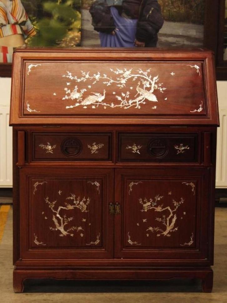 Mooie oosterse secretaire met inlegwerk, Huis en Inrichting, Kasten | Secretaires, Zo goed als nieuw, Ophalen