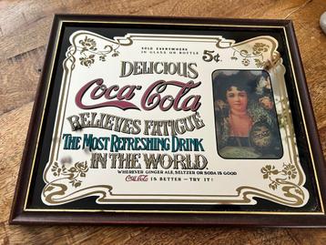 Coca-Cola Reclame spiegel in lijst vintage retro antiek