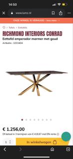 Richmond Interiors Conrad Eettafel Marmer/Goud, Huis en Inrichting, Tafels | Eettafels, 150 tot 200 cm, Ophalen of Verzenden, Vijf personen of meer