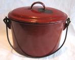 emaille ovaal pannetje met deksel bruin, Antiek en Kunst, Antiek | Emaille, Ophalen of Verzenden