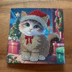 Diamond painting kerstkaart poes, Hobby en Vrije tijd, Kaarten | Zelfgemaakt, Ophalen of Verzenden, Nieuw