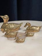 Set van 5 messing eendjes - Vintage decoratie, Huis en Inrichting, Woonaccessoires | Overige, Ophalen of Verzenden, Gebruikt