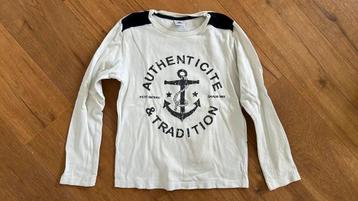 Petit bateau longsleeve shirt maat 122/128 beige met anker beschikbaar voor biedingen