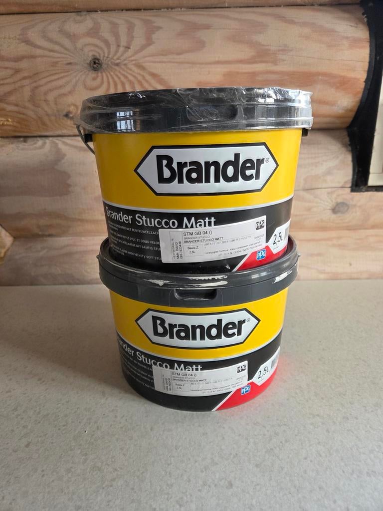 1,5 emmer Brander Stucco Mat - Nieuw in emmer!, Wit, Nieuw, Ophalen of Verzenden, Verf