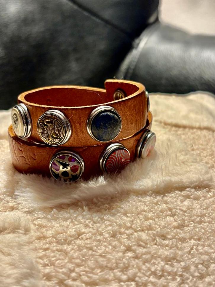 Noosa Amsterdam Armband, Sieraden, Tassen en Uiterlijk, Armbanden, Zo goed als nieuw, Leer, Bruin, Met bedels of kralen, Ophalen of Verzenden