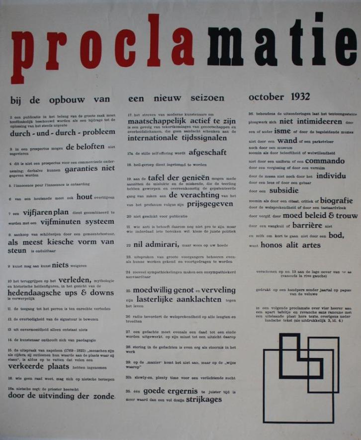 H.N. Werkman, prent proclamatie., Antiek en Kunst, Kunst | Litho's en Zeefdrukken, Verzenden