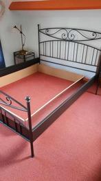2 persoons bedframe met bodem 1.60 x 2.00 m, Ophalen, Eenpersoons, Zwart, 200 cm