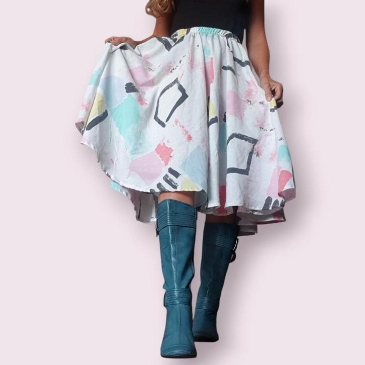 Swing- of cirkelrok in pasteltinten 50s stijl recycled Nieuw, Kleding | Dames, Rokken, Nieuw, Maat 38/40 (M), Overige kleuren