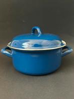 Blauw Geemailleerde Kookpan, Huis en Inrichting, Keuken | Potten en Pannen, Ophalen of Verzenden, Zo goed als nieuw, Koekenpan of Braadpan