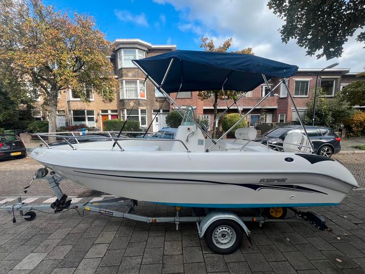 Aquamar SAMOA 550 Consoleboot - 50 PK Johnson - Bimitop, Watersport en Boten, Speedboten, Zo goed als nieuw, 3 tot 6 meter, Benzine
