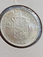 Zilveren munt 2 1/2 gulden Curaçao 1944 UNC, Postzegels en Munten, Munten | Nederland, Ophalen of Verzenden