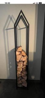 Moderne zwarte metalen houtopslag, Ophalen, Zo goed als nieuw