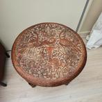 Houten bijzettafel uit Indonesië / Nederlands Indie wajang, Minder dan 55 cm, Gebruikt, Rond, Hout