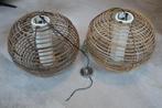 2x Grote Bamboe Hanglampen 54 cm, Huis en Inrichting, Lampen | Hanglampen, Ophalen, Gebruikt, Bamboe, Hout