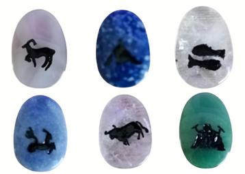 12 Zodiac Edelstenen 5 x 3.5 cm 60 gram beschikbaar voor biedingen