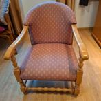Charmante fauteuil in licht eiken met oud roze bekleding, Huis en Inrichting, Fauteuils, Ophalen, Hout, Gebruikt, 50 tot 75 cm