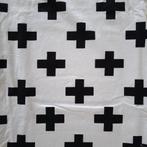 Lap tricot wit met zwarte kruisjes, 120 cm of meer, Zwart, Nieuw, Ophalen of Verzenden