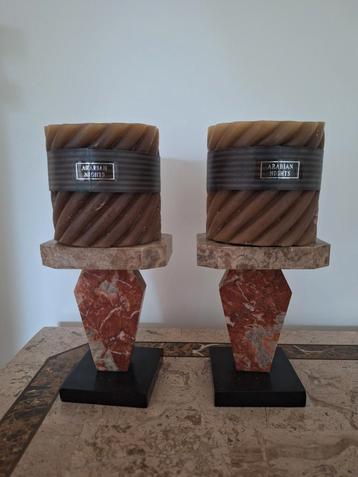 Art Deco Marmeren Kandelaars - Set van 2 beschikbaar voor biedingen