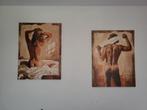 Schilderij man en vrouw (2 stuks), Antiek en Kunst, Ophalen