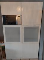 ( keuken-) Kast hoogglans wit met ingebouwde magnetron, Huis en Inrichting, Kasten | Kledingkasten, Ophalen, Gebruikt, 100 tot 150 cm