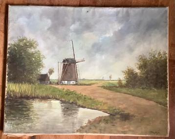 Molen, landschap, water, polder, weiland, water, wieken beschikbaar voor biedingen