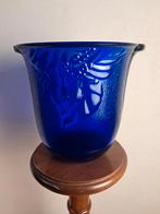 Kobaltblauwe vaas/ champagnekoeler persglas Art Deco stijl, Ophalen of Verzenden