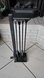 Haardstel zwart metaal - gereedschap voor open haard, Huis en Inrichting, Haarden, Ophalen of Verzenden, Gebruikt, Houthaard