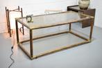 Vintage Rotan Bamboe Salontafel met Rookglas, Huis en Inrichting, Ophalen, Gebruikt, 50 tot 100 cm, 50 tot 100 cm