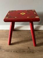 Leuk beschilderd vintage krukje,, Ophalen of Verzenden, Zo goed als nieuw, Hout