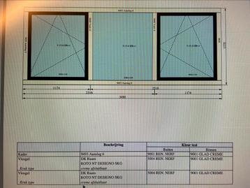 Schuco kunststof kozijn verdiept 3,49x1,37m2  beschikbaar voor biedingen