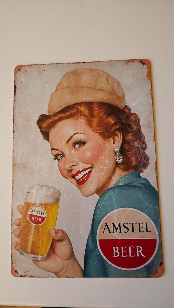 Amstel Beer Reclamebord - Vintage Look, Antiek en Kunst, Antiek | Wandborden en Tegels, Verzenden
