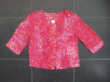 Unikat Artwear blouse, rood met paars, driekwart mouw, M beschikbaar voor biedingen