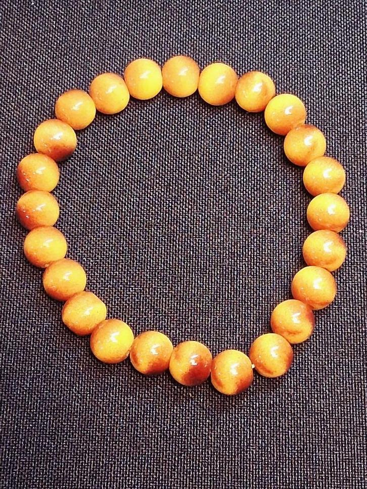 handgemaakte armband caramelkleur, Sieraden, Tassen en Uiterlijk, Armbanden, Nieuw, Overige materialen, Met bedels of kralen, Ophalen of Verzenden