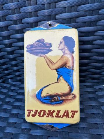 Zeer fraai emaille TJOKLAT deurpostje. Bordje jaren 30.  beschikbaar voor biedingen
