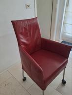 4 stuks leren stoelen, verrijdbaar, nette staat!, Huis en Inrichting, Ophalen, Gebruikt, Minder dan 75 cm, Leer