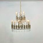 Sciolari Oval XL kroonluchter chrome kristal mid century 70s, Ophalen of Verzenden, Gebruikt, Glas