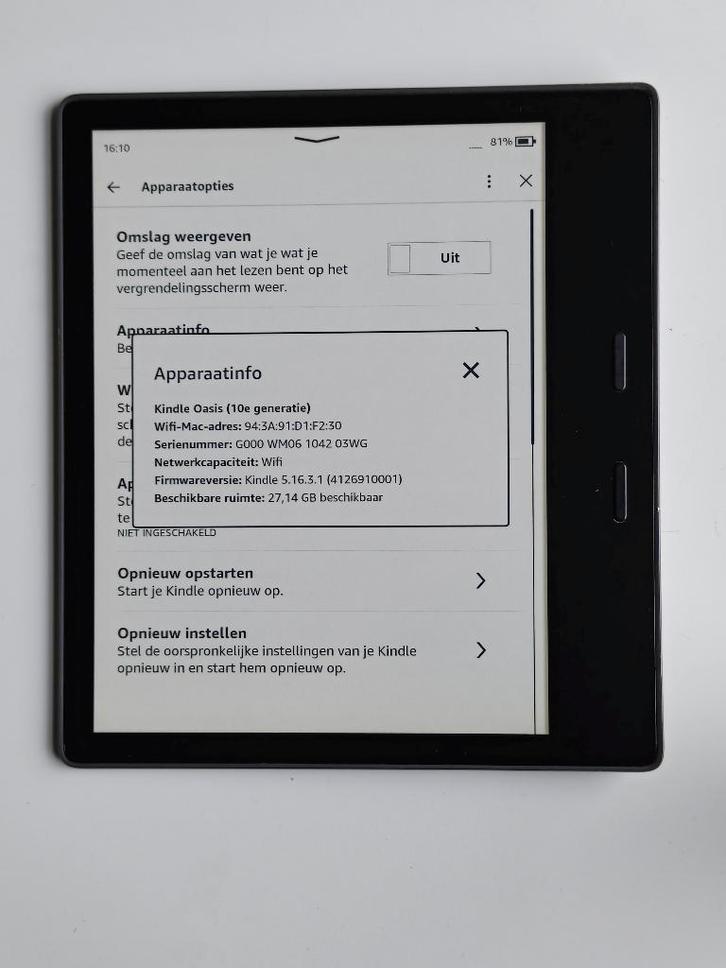 Amazon Kindle Oasis 3 32GB Ereader (119), Computers en Software, E-readers, Ophalen of Verzenden