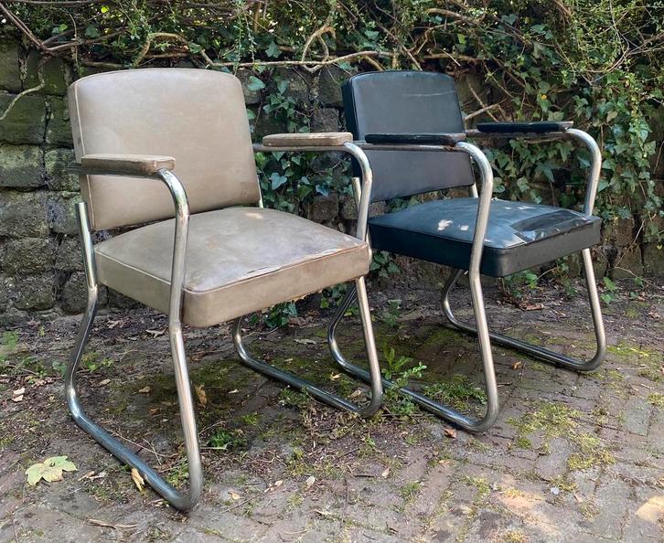 2x buisstoel buisframe stoel Fana Schuitema (?), Huis en Inrichting, Stoelen, Ophalen