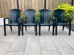 4 nette tuinstoelen met kussens, Ophalen, Gebruikt, Kunststof, Stapelbaar