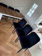 Rivièra Maison 6 donkerblauwe fluwelen eetkamerstoelen, Huis en Inrichting, Stoelen, Blauw, Ophalen of Verzenden, Zo goed als nieuw