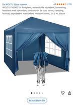 Partytent (nieuw) opvouwbaar met zijpanelen 3x3m blauw, Tuin en Terras, Partytenten, Ophalen, Opvouwbaar, Partytent, Minder dan 4 meter